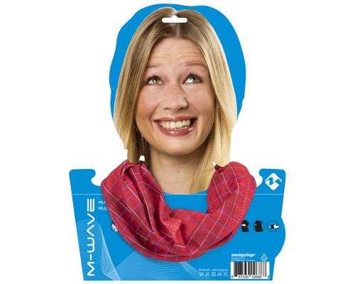 Бандана 5-715129 дышаший полиэстер с микрофиброй 24х48см бесшовная RED/BLUE SQUARED красно-синие квадратики M-WAVE