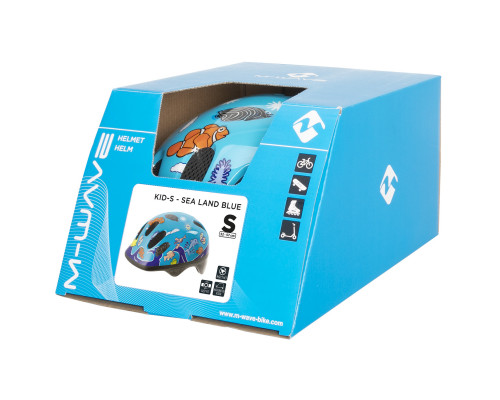 Шлем .детский/подростк. 5-731000 с сеточкой 6 отверстий 52-56см SEA WORLD/голубой M-WAVE