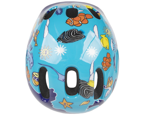 Шлем .детский/подростк. 5-731000 с сеточкой 6 отверстий 52-56см SEA WORLD/голубой M-WAVE