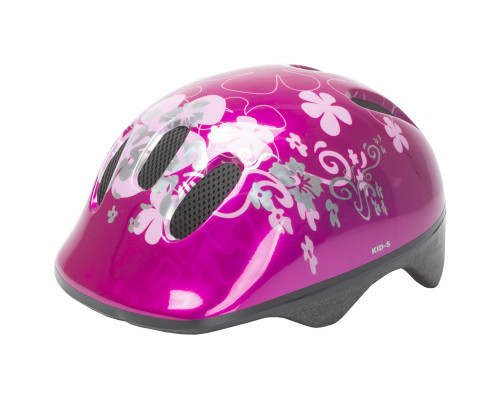 Шлем .детский/подростк. 5-731001 с сеточкой 6 отверстий 52-56см FLOWER/розовый M-WAVE