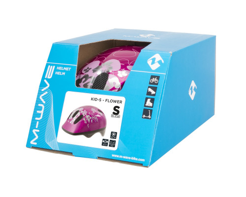 Шлем .детский/подростк. 5-731001 с сеточкой 6 отверстий 52-56см FLOWER/розовый M-WAVE