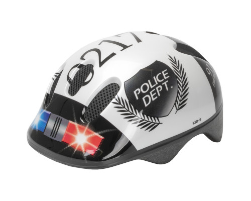 Шлем .детский/подростк. 5-731004 с сеточкой 6 отверстий 52-56см POLICE/черно-белый M-WAVE