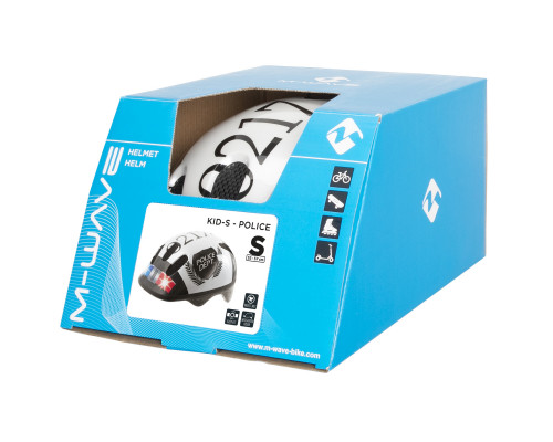 Шлем .детский/подростк. 5-731004 с сеточкой 6 отверстий 52-56см POLICE/черно-белый M-WAVE