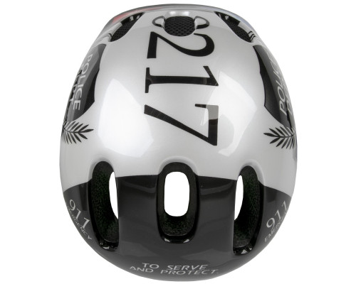 Шлем .детский/подростк. 5-731004 с сеточкой 6 отверстий 52-56см POLICE/черно-белый M-WAVE