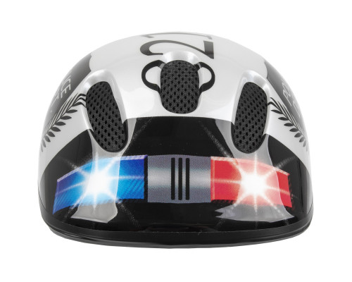 Шлем .детский/подростк. 5-731004 с сеточкой 6 отверстий 52-56см POLICE/черно-белый M-WAVE