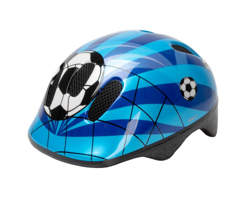 Шлем .детский/подростк. 5-731007 с сеточкой 6 отверстий 52-56см SOCCER/сине-бело-черный M-WAVE