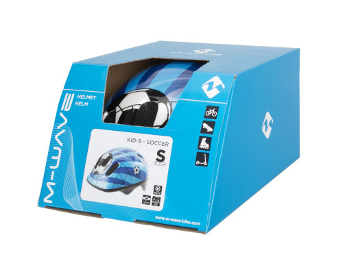 Шлем .детский/подростк. 5-731007 с сеточкой 6 отверстий 52-56см SOCCER/сине-бело-черный M-WAVE