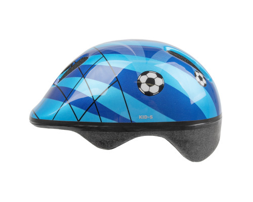 Шлем .детский/подростк. 5-731007 с сеточкой 6 отверстий 52-56см SOCCER/сине-бело-черный M-WAVE