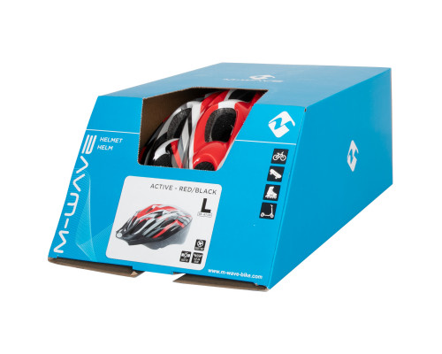 Шлем 5-731035 с сеточкой 11 отверстий, 58-61см черно-красно-белый M-WAVE ACTIVE