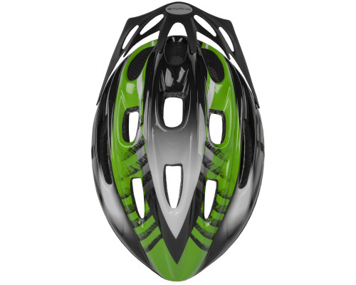 Шлем 5-731036 с сеточкой 11 отверстий, 54-58см черно-бело-зеленый M-WAVE ACTIVE