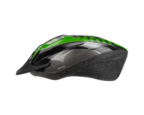 Шлем 5-731036 с сеточкой 11 отверстий, 54-58см черно-бело-зеленый M-WAVE ACTIVE