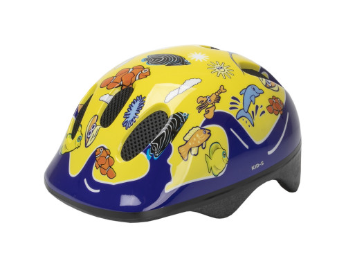 Шлем .детский/подростк. 5-731076 с сеточкой 6 отверстий 52-56см SEA WORLD/желтый M-WAVE