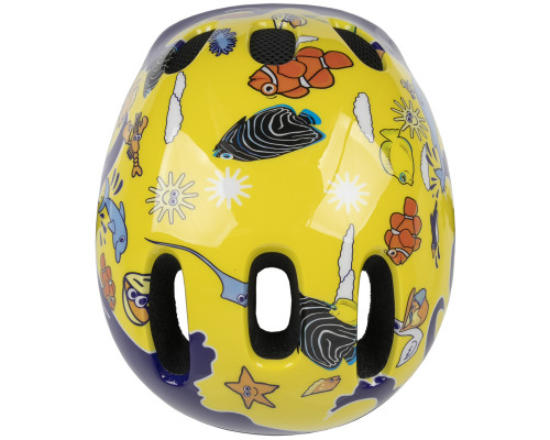 Шлем .детский/подростк. 5-731076 с сеточкой 6 отверстий 52-56см SEA WORLD/желтый M-WAVE