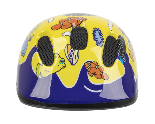 Шлем .детский/подростк. 5-731076 с сеточкой 6 отверстий 52-56см SEA WORLD/желтый M-WAVE