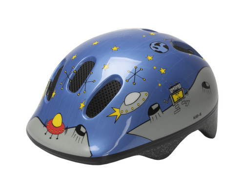 Шлем .детский/подростк. 5-731125 с сеточкой 6 отверстий 52-56см SPACE/голубой светоотраж. M-WAVE