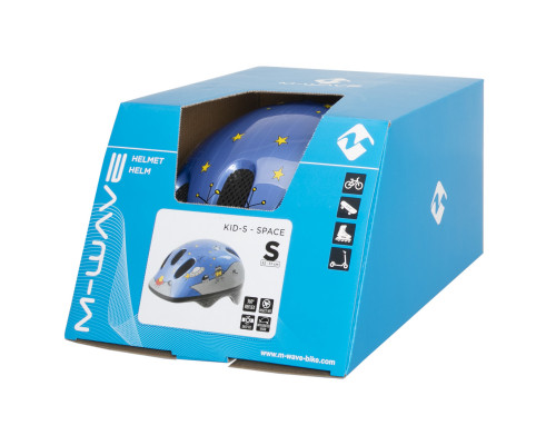Шлем .детский/подростк. 5-731125 с сеточкой 6 отверстий 52-56см SPACE/голубой светоотраж. M-WAVE