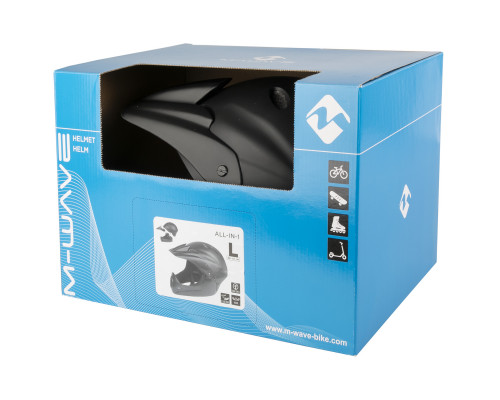 Шлем 5-731141 Freeride/DH/BMX FullFace ABS hard shell суперпрочный 17 отверстий, 58-61см черный матовый M-WAVE