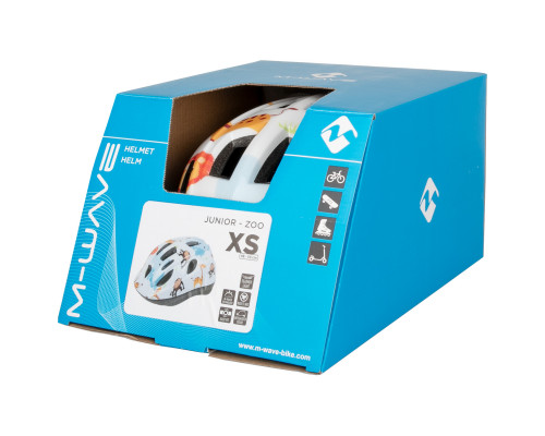 Шлем .детский/подростк. 5-731880 с сеточкой 12 отверстий, INMOLD 48-54см ZOO/белый M-WAVE JUNIOR