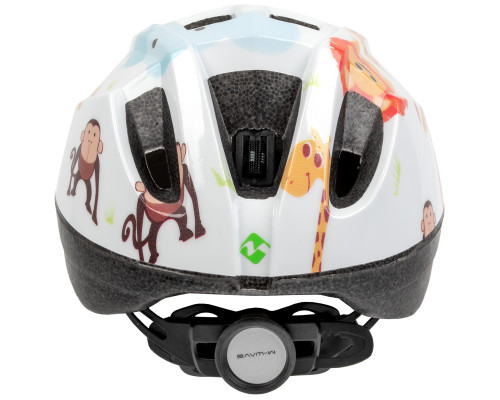 Шлем .детский/подростк. 5-731880 с сеточкой 12 отверстий, INMOLD 48-54см ZOO/белый M-WAVE JUNIOR
