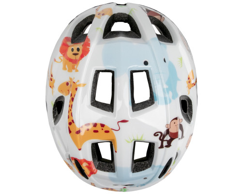 Шлем .детский/подростк. 5-731880 с сеточкой 12 отверстий, INMOLD 48-54см ZOO/белый M-WAVE JUNIOR