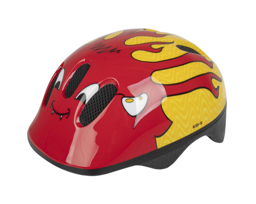 Шлем .детский/подростк. 5-734040 с сеточкой 6 отверстий 50-57см LITTLE DEVIL/красно-желтый M-WAVE