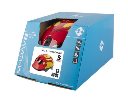 Шлем .детский/подростк. 5-734040 с сеточкой 6 отверстий 50-57см LITTLE DEVIL/красно-желтый M-WAVE