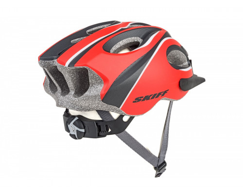 Шлем 8-9001269 спортитный с сеточкой Skiff 172 14 отверстий, INMOLD красно-черный 52-58см AUTHOR