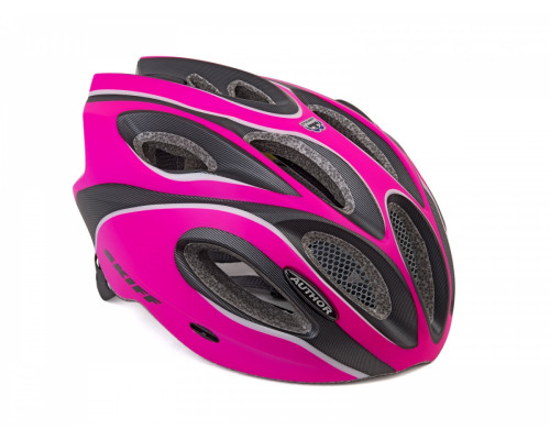 Шлем 8-9001271 спортитный с сеточкой Skiff 191 14 отверстий, INMOLD матовыйрозово-черный 52-58см 271г. AUTHOR