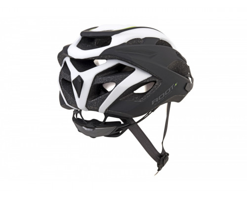 Шлем 8-9001451 спортитный 2 козырька Root 181 21 отверстие, INMOLD/EPS/поликарбонат черно-бело-неоново зеленый 59-61см AUTHOR