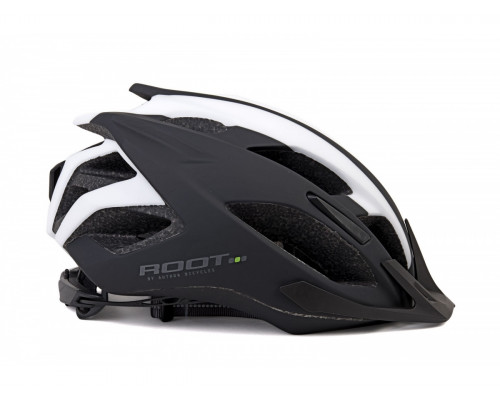 Шлем 8-9001451 спортитный 2 козырька Root 181 21 отверстие, INMOLD/EPS/поликарбонат черно-бело-неоново зеленый 59-61см AUTHOR