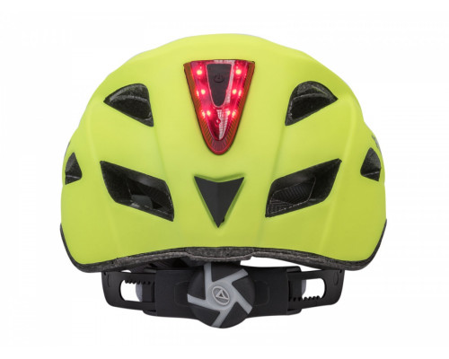 Шлем 8-9001658 с сеточкой PULSE LED X8 16 отверстий светодиодный фонарик 6 диодов/2 функции, матовый неон.желтый 52-58см AUTHOR