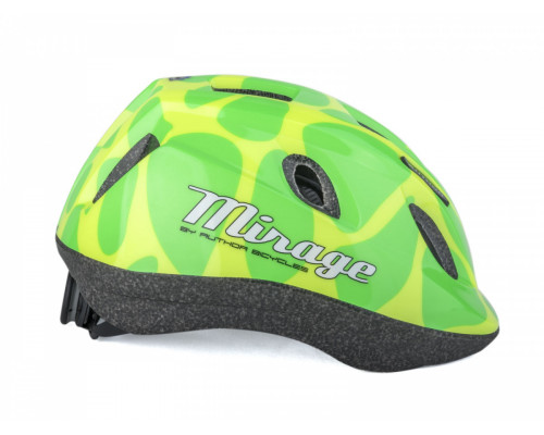 Шлем 8-9089973 с сеточкой Mirage 198 INMOLD детский/подростковый 12 отверстий, зелено-желтый 48-54см AUTHOR