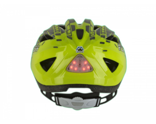 Шлем 8-9090138 Flash X8 Grey/Yell-Neon matt INMOLD детский/подростковый светодиодный фонарик 6 красных LED диодов 3функции, 11отверстий, серо-неоново-желтый 47-51см AUTHOR