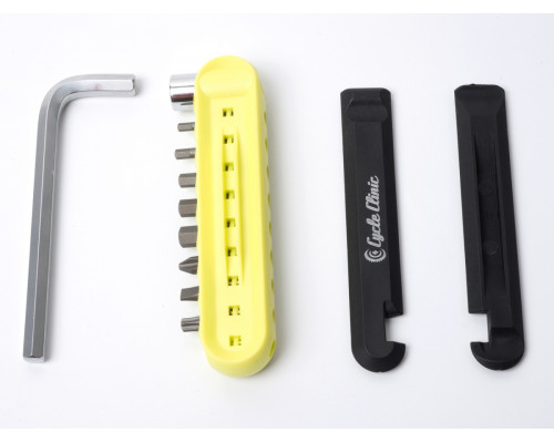 Набор 8-10000207 шестигранников Г-образный 6мм+биты 2/2,5/3/4/5мм+адапт.8мм +/- отвертки, 2 монтировки, желтый AUTHOR