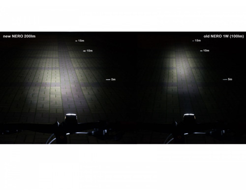 Фара 8-12002256 1диод 1W 200люмен/4функции NERO Collimator-линзы Li-Ion АКБ USB-зарядиод+кабель черная AUTHOR