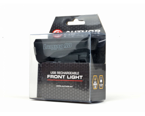 Фара 8-12002262 2диода 40люмен/3функции Doppio Collimator-линзы Li-Ion АКБ USB-зарядиод+кабель черная AUTHOR