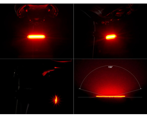 Фонарь 8-12039133 задний 1диод повышенной яркости COB/3функции A-Stake USB красный вертикальный/горизонтальный, прорезининый AUTHOR