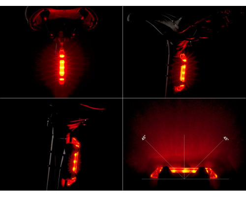 Фонарь 8-12039134 задний 5диодов/4функции A-Stake Mini USB красный вертикальный прорезининый с батарейками AUTHOR