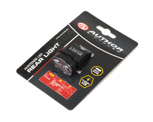 Фонарь 8-12039160 задний 2диода 7люмен/2функцииSILICONE R до 600м, быстросъемный черный с батарейками AUTHOR