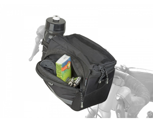 Сумка 8-15002521 на руль A-H735 QRA X7 25,4/31,8мм б/съемная V=5.4л с чехлом от дождя черное AUTHOR