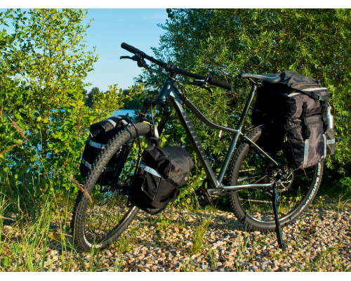 Багажник 8-15201301 алюминиевый 26-29″ передний универсальный крепление к передний вилке д/боковых сумок 830г. черный AUTHOR