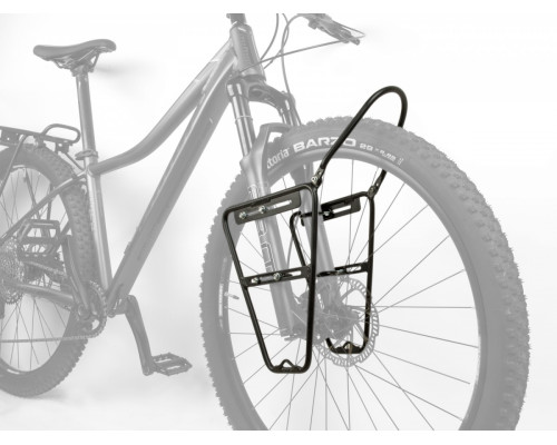 Багажник 8-15201301 алюминиевый 26-29″ передний универсальный крепление к передний вилке д/боковых сумок 830г. черный AUTHOR