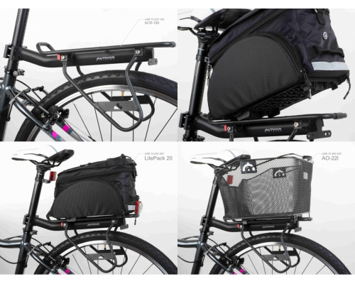 Корзина 8-15290020 задний 33х42х21см V=22л быстросъемная для багажника CarryMore с ручкой сталь черная AUTHOR