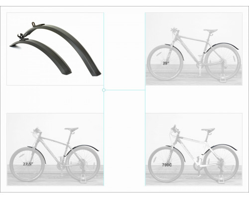 Крылья 8-16061605 пластиковые AXP-07-27,5/28/29″ 27,5-29″х60мм удлиненное черные AUTHOR