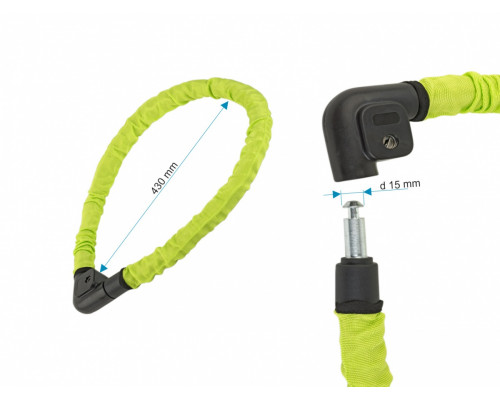 Замок 8-17060901 вело ACL-80 22х1000мм с защитным колпачком, неоновая оплетка AUTHOR