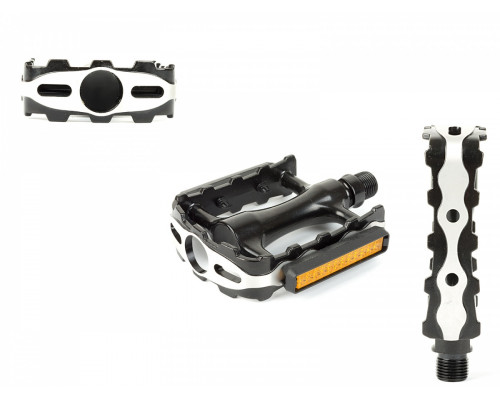 Педали 8-34152002 алюминиевые APD-315-Alu литые облегченные ось Cr-Mo герметичные подшипники серебристо-черные AUTHOR