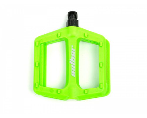 Педали 8-34200029 нейлон BMX APD-F13-Nylon широкие с отражателями ось Cr-Mo 346г неоново-зеленые AUTHOR