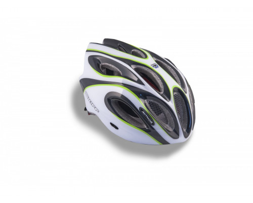 Шлем 8-9001261 спортитный с сеточкой Skiff 141 Grn 14 отверстий, INMOLD зелено-белый 52-58см AUTHOR