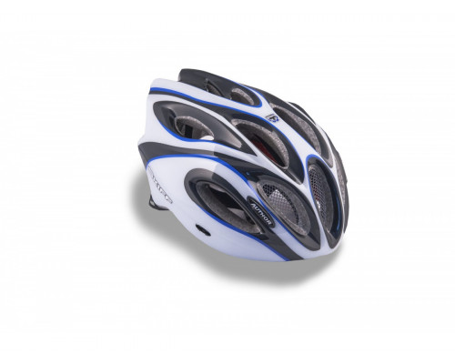 Шлем 8-9001263 спортитный с сеточкой Skiff 143 Blu 14 отверстий, INMOLD сине-бело-черный 52-58см AUTHOR