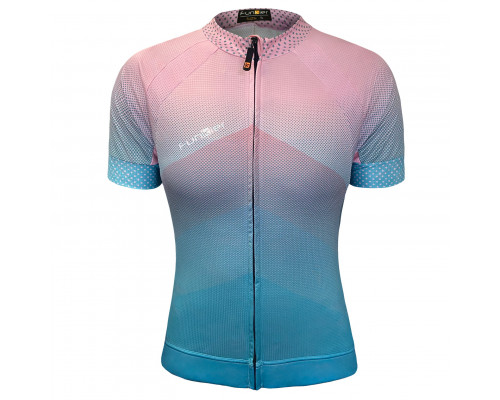 Велофутболка 12-722 женская PIACENZA-2 JW-848-2 Pink/Mint Women Pro Short Jersey, с длинной молнией, с водонепроницаемый карман, розово-мятный размер L FUNKIER